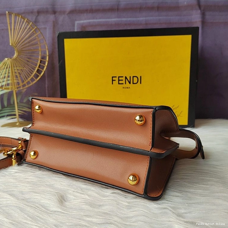 Cheap Fendi Bag Leather Peekaboo ISeeU Brown Nappa In Petite 0727